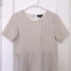 Roolee Linen Gray and White Dress - Small